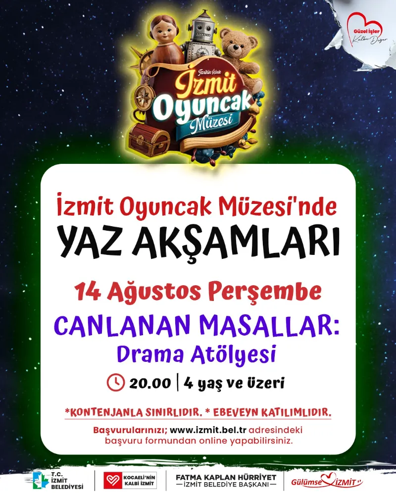 İzmit Oyuncak Müzesi’nde  “Müzede Yaz Akşamları Atölyeleri” başlıyor